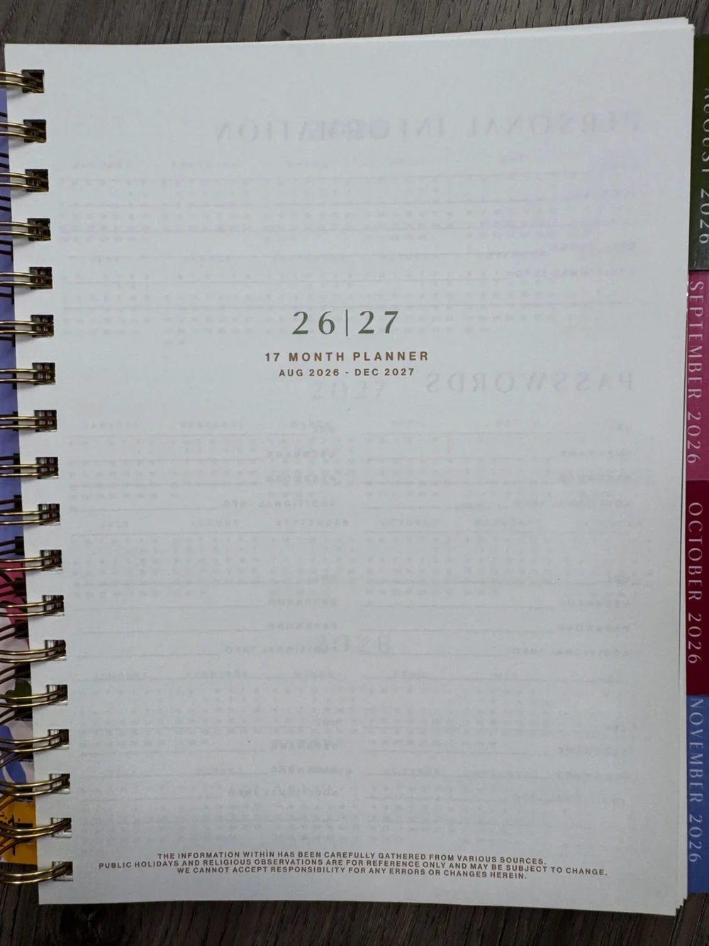 Think Ink 17 Month Planner Floral Cover Aug 2025-Dec 2026